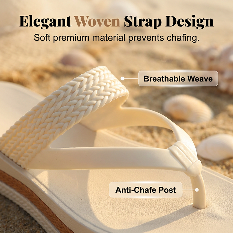 👡 -50 % MAINTENANT ! 🌸 Tongues à plateforme premium | Sandales d'été chic à brides tressées | Semelle épaisse et semelle intérieure rembourrée pour la plage