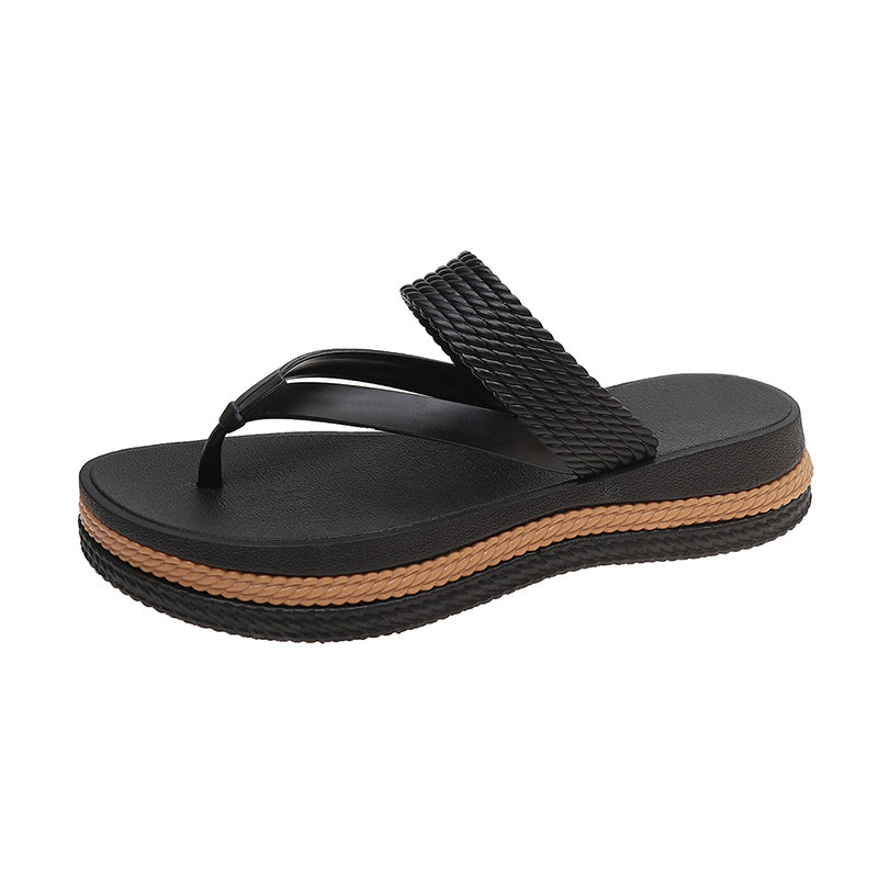 👡 -50 % MAINTENANT ! 🌸 Tongues à plateforme premium | Sandales d'été chic à brides tressées | Semelle épaisse et semelle intérieure rembourrée pour la plage
