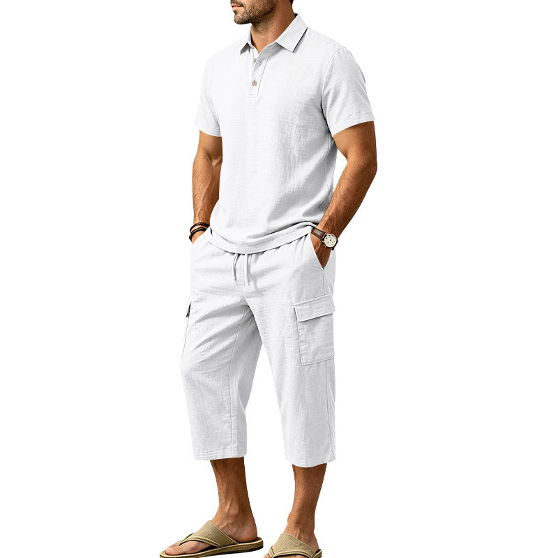 👔 50% DE RÉDUCTION ☀️ Ensemble lin homme été – Chemise ample & short cargo – Respirant & élégant – parfait pour l’été 🌊✨🩳