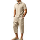👔 50% DE RÉDUCTION ☀️ Ensemble lin homme été – Chemise ample & short cargo – Respirant & élégant – parfait pour l’été 🌊✨🩳