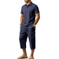 👔 50% DE RÉDUCTION ☀️ Ensemble lin homme été – Chemise ample & short cargo – Respirant & élégant – parfait pour l’été 🌊✨🩳