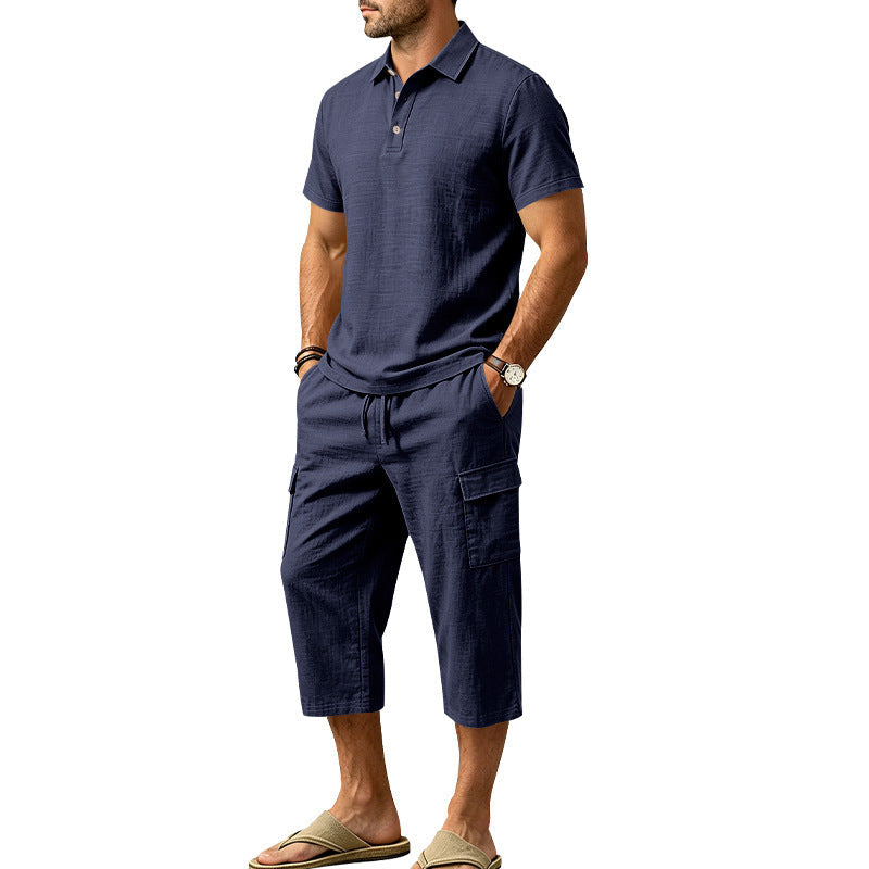 👔 50% DE RÉDUCTION ☀️ Ensemble lin homme été – Chemise ample & short cargo – Respirant & élégant – parfait pour l’été 🌊✨🩳