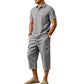 👔 50% DE RÉDUCTION ☀️ Ensemble lin homme été – Chemise ample & short cargo – Respirant & élégant – parfait pour l’été 🌊✨🩳