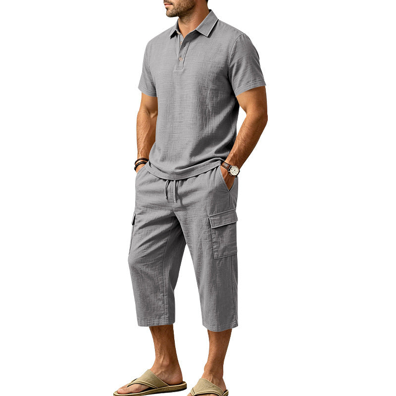 👔 50% DE RÉDUCTION ☀️ Ensemble lin homme été – Chemise ample & short cargo – Respirant & élégant – parfait pour l’été 🌊✨🩳