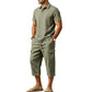 👔 50% DE RÉDUCTION ☀️ Ensemble lin homme été – Chemise ample & short cargo – Respirant & élégant – parfait pour l’été 🌊✨🩳