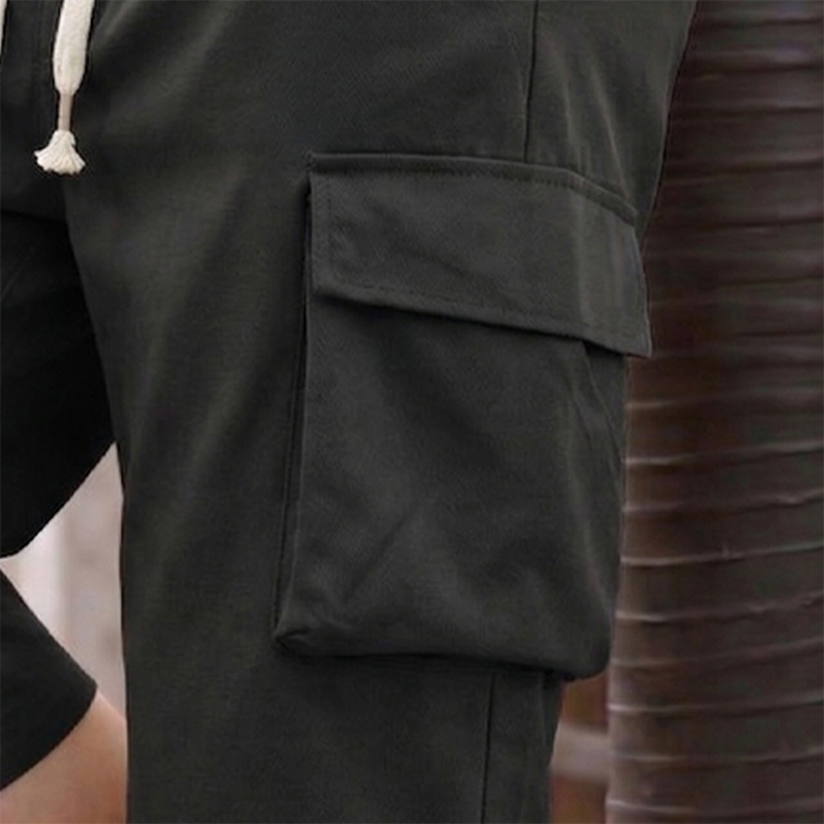 Short cargo capri décontracté pour homme avec taille à cordon de serrage
