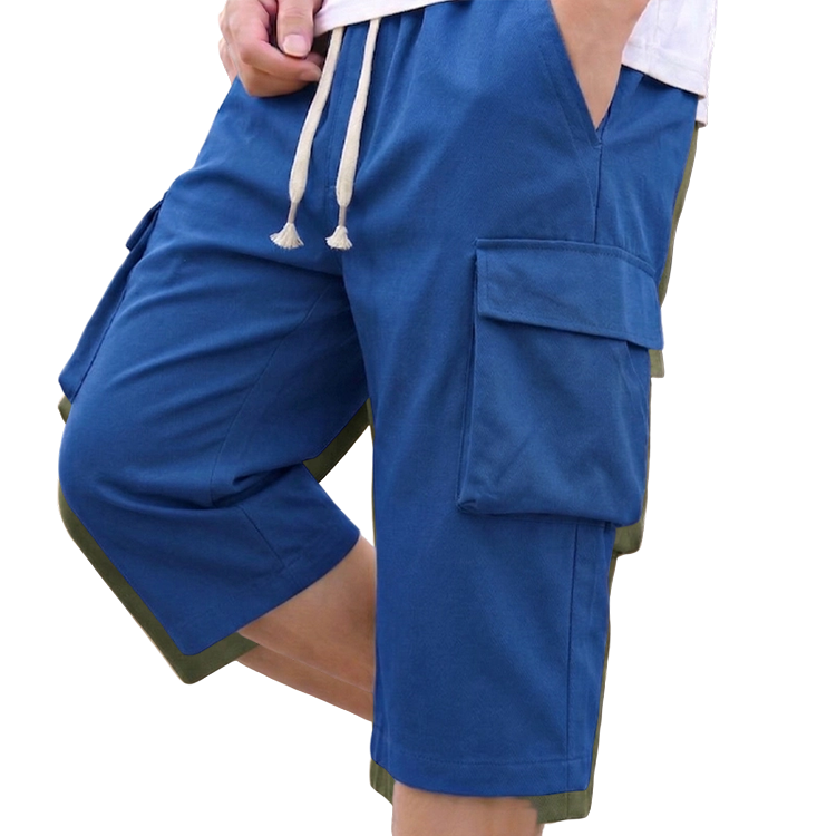 Short cargo capri décontracté pour homme avec taille à cordon de serrage