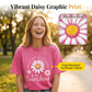 Unisex Vintage Washed Daisy Print Loose Fit T-Shirt
