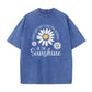 Unisex Vintage Washed Daisy Print Loose Fit T-Shirt