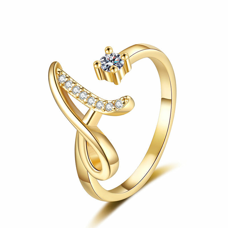 💍 50% DE RÉDUCTION ! ⏳ Bague Initiale Scintillante Ajustable – Cristaux Synthétiques, Finition Polie & Anneau Ouvert – Personnalisable, Chic et Confortable – Parfaite en Cadeau ou au Quotidien ✨💖🌿