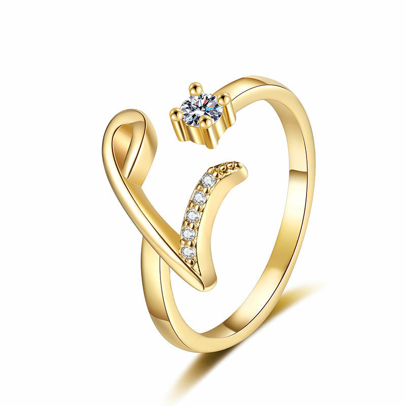 💍 50% DE RÉDUCTION ! ⏳ Bague Initiale Scintillante Ajustable – Cristaux Synthétiques, Finition Polie & Anneau Ouvert – Personnalisable, Chic et Confortable – Parfaite en Cadeau ou au Quotidien ✨💖🌿