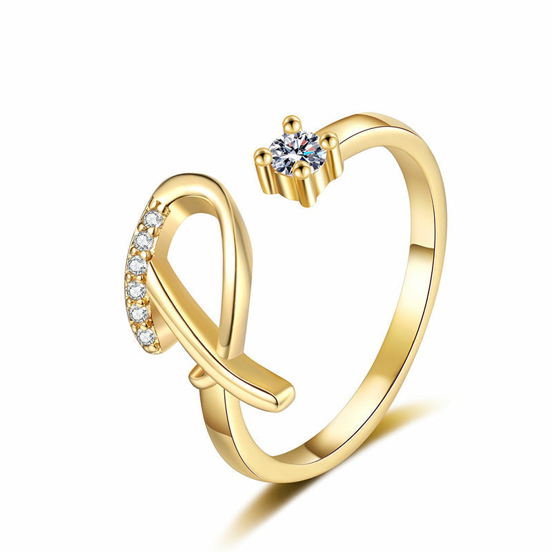 💍 50% DE RÉDUCTION ! ⏳ Bague Initiale Scintillante Ajustable – Cristaux Synthétiques, Finition Polie & Anneau Ouvert – Personnalisable, Chic et Confortable – Parfaite en Cadeau ou au Quotidien ✨💖🌿