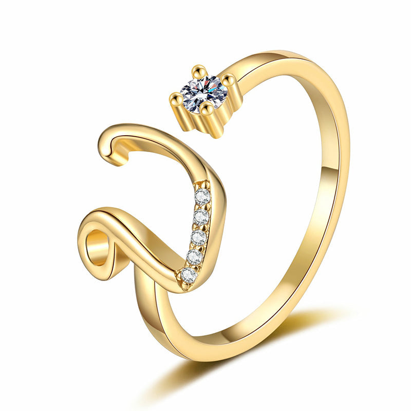 💍 50% DE RÉDUCTION ! ⏳ Bague Initiale Scintillante Ajustable – Cristaux Synthétiques, Finition Polie & Anneau Ouvert – Personnalisable, Chic et Confortable – Parfaite en Cadeau ou au Quotidien ✨💖🌿
