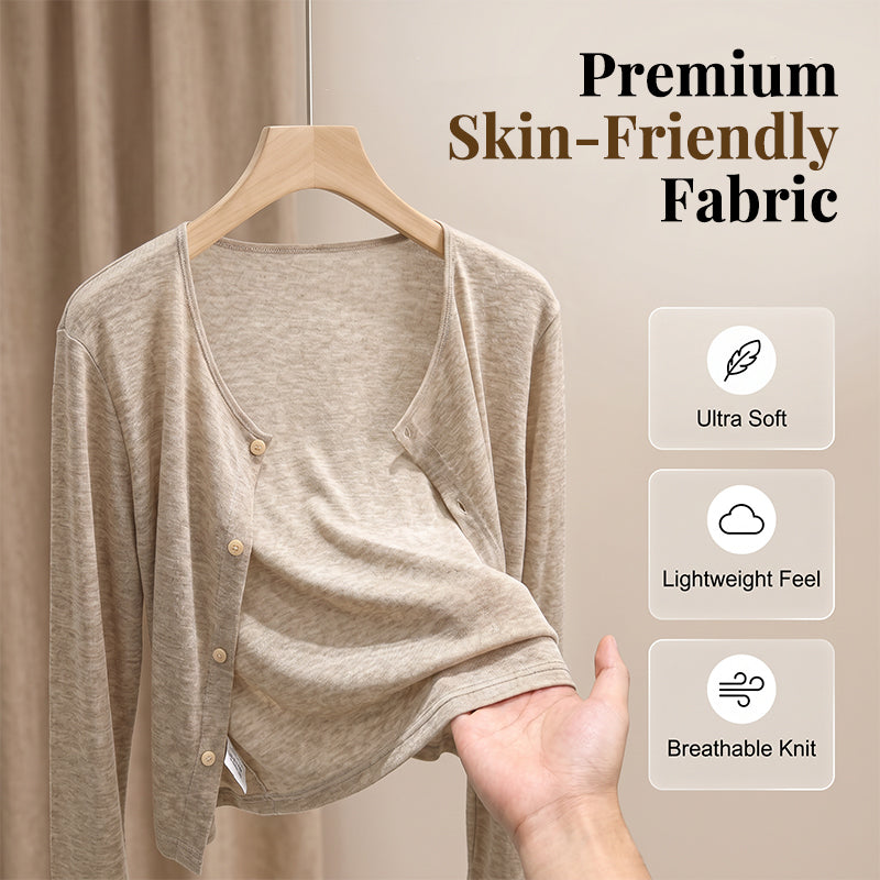 🌸 50% DE RÉDUCTION ! ☀️ Gilet Court & Léger – Boutonné Devant, Tissu Lyocell Doux & Respirant – Parfait à Superposer sur une Robe Slip ou un Haut – Idéal pour l’Été et la Mi-Saison 👗✨