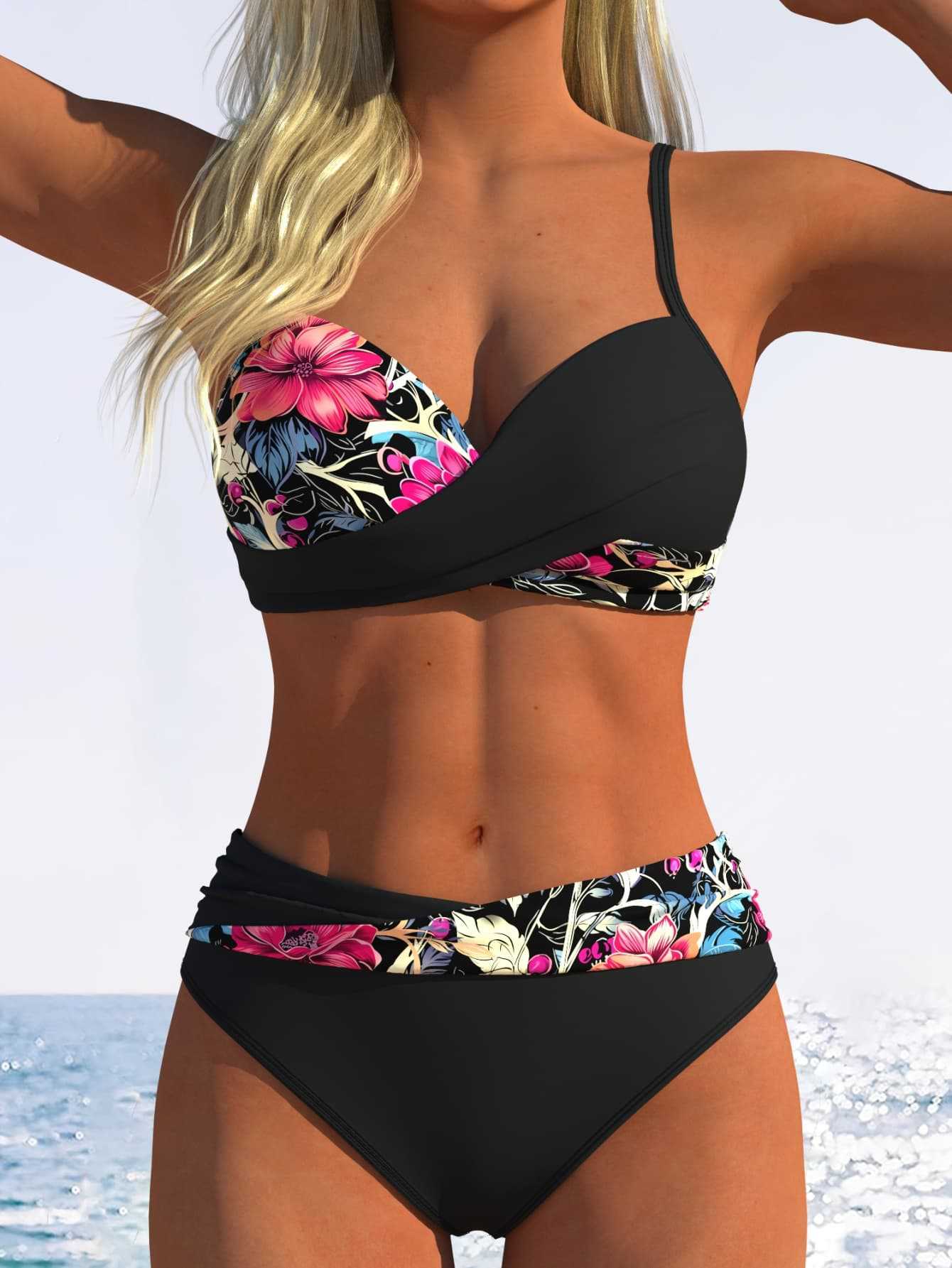 👙 50% DE RÉDUCTION ! 🌺 Bikini d'été à imprimé – Sexy, deux pièces & polyvalent – Parfait pour la plage, la piscine ou le bronzage – léger, confortable & séchage rapide ☀️✨