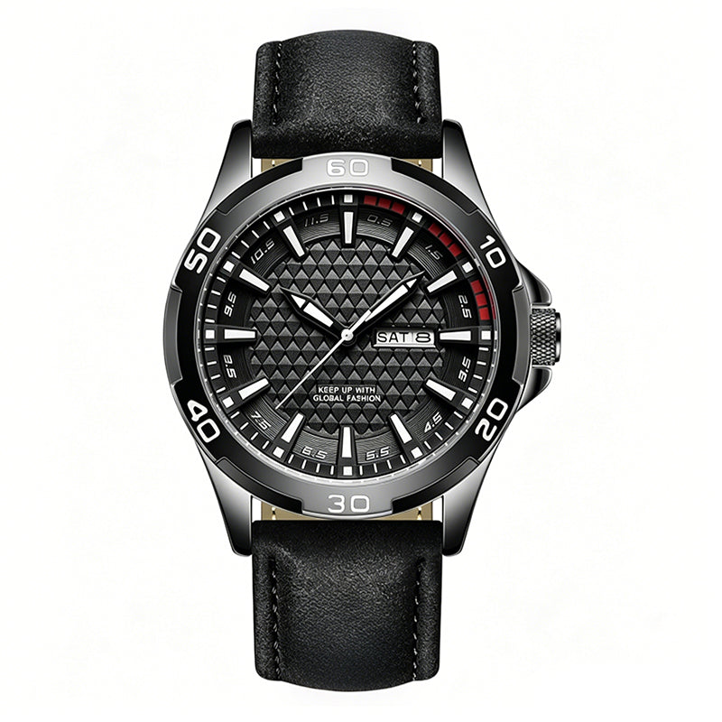 ⌚ Montre Sport Homme Quartz – Cadran Géométrique 3D, Verre Trempé, Résistance 30 m