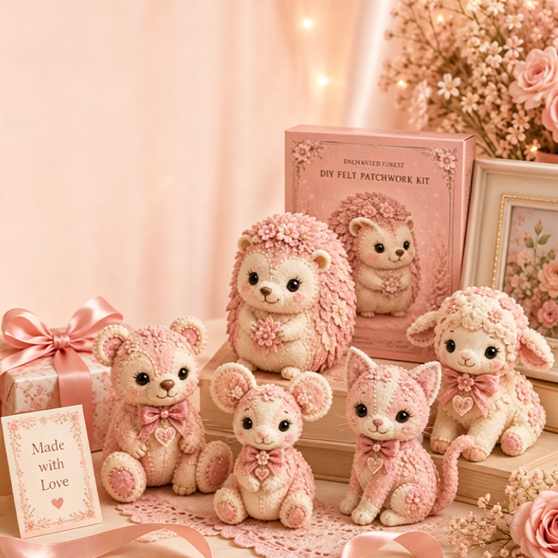 Kit DIY de patchwork en feutrine rose