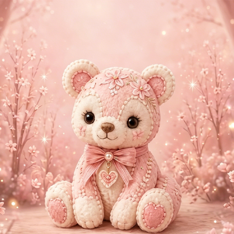 Kit DIY de patchwork en feutrine rose