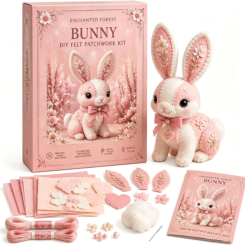 Kit DIY de patchwork en feutrine rose