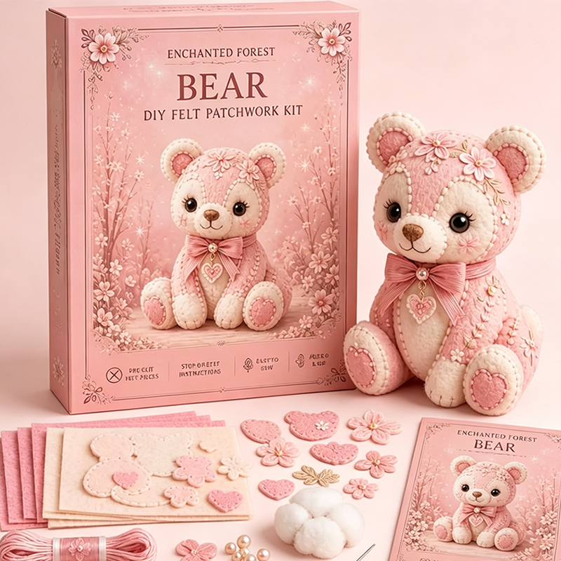 Kit DIY de patchwork en feutrine rose