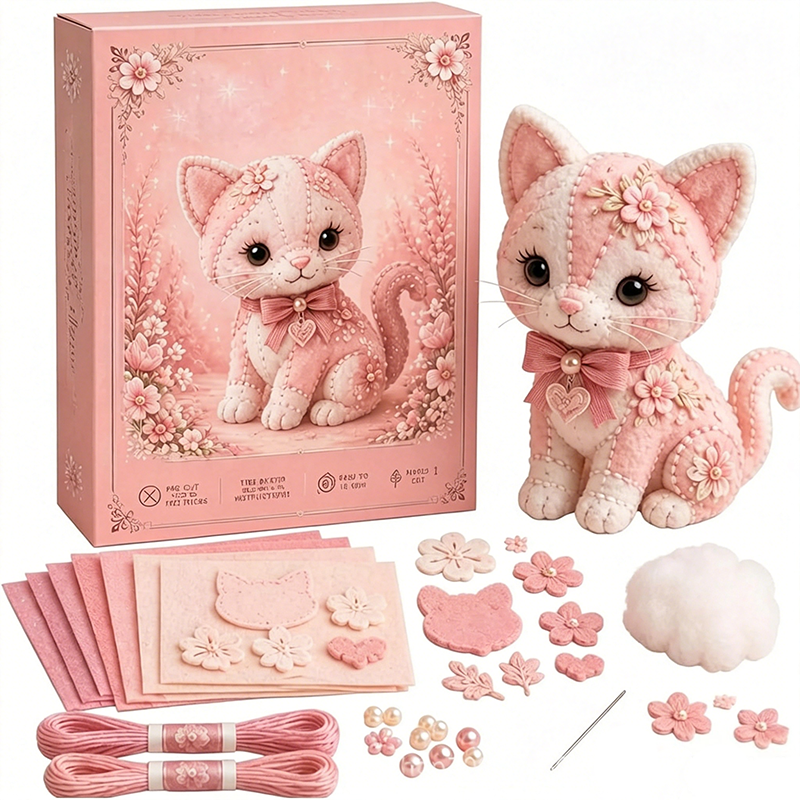 Kit DIY de patchwork en feutrine rose