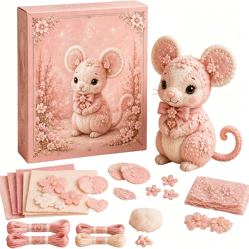 Kit DIY de patchwork en feutrine rose