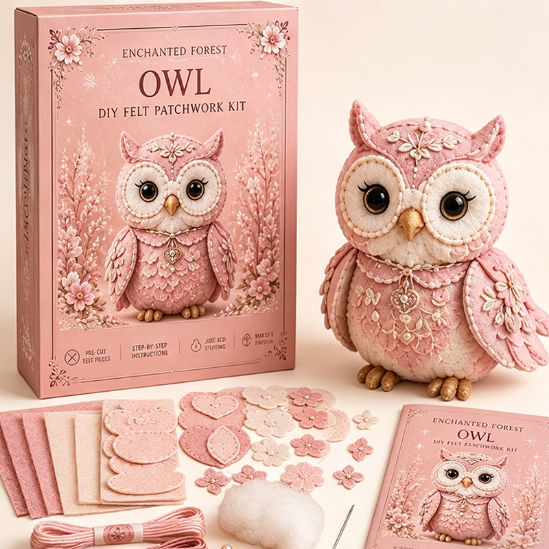 Kit DIY de patchwork en feutrine rose