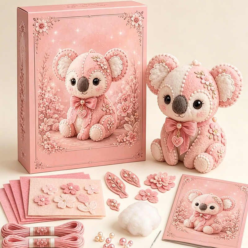 Kit DIY de patchwork en feutrine rose