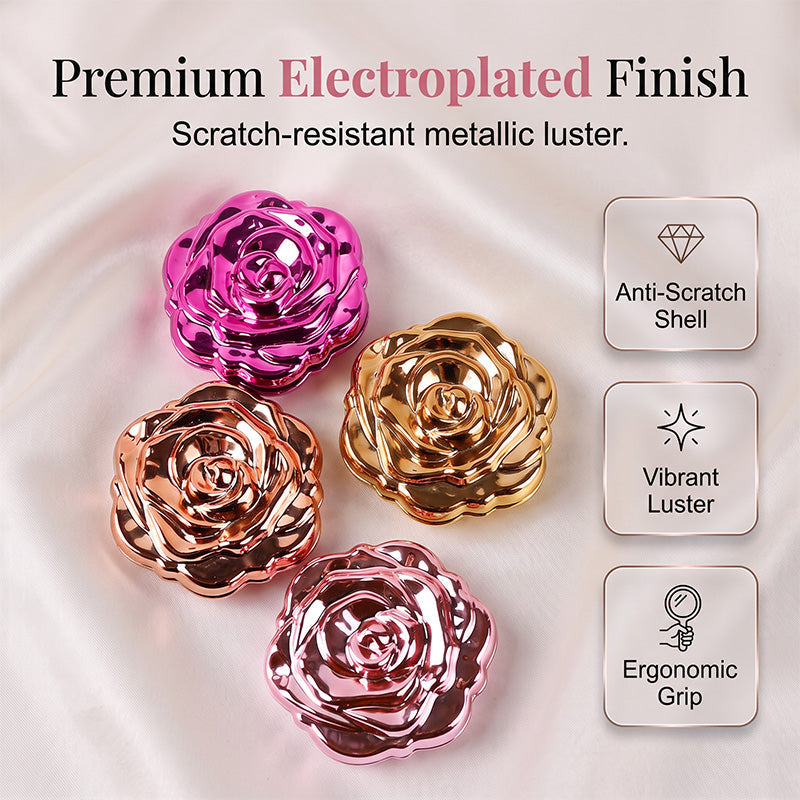 Miroir de maquillage pliable élégant couleur or rose