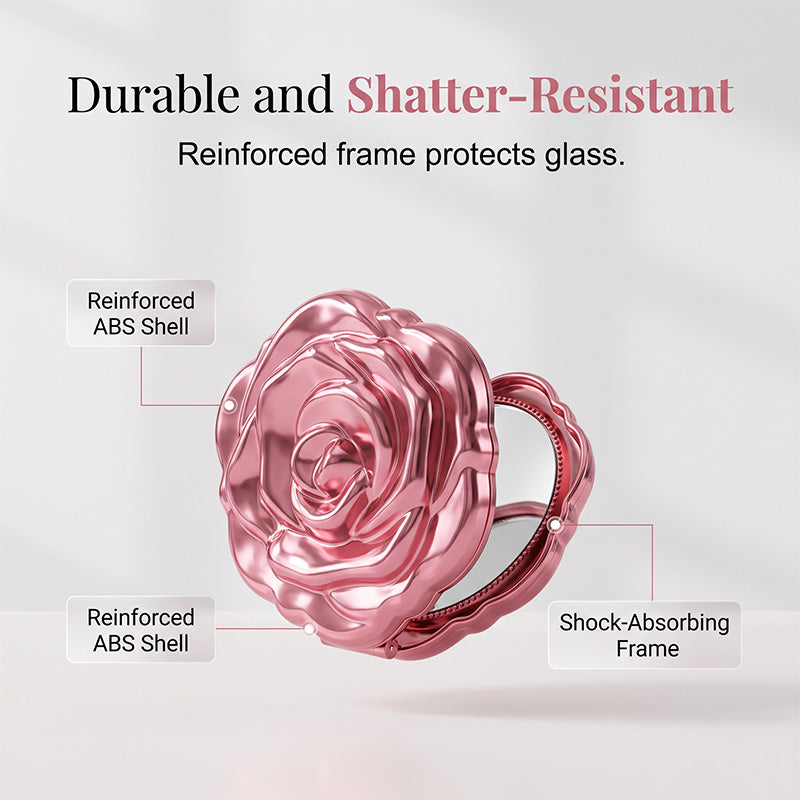Miroir de maquillage pliable élégant couleur or rose