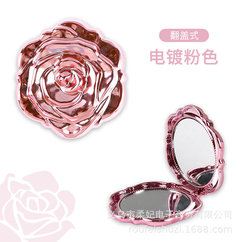 Miroir de maquillage pliable élégant couleur or rose
