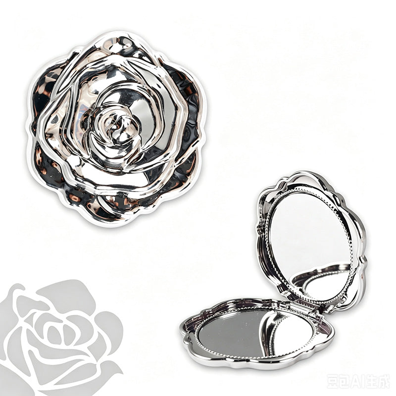 Miroir de maquillage pliable élégant couleur or rose