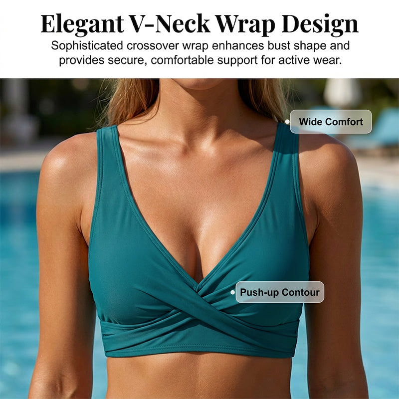 🌸 -50% PROMO LIMITÉE ! ⏰👙 Ensemble bikini taille haute à plis sculptant — Modèle enveloppant à col V élégant, séchage rapide et gainant le ventre ✨