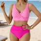 🌸 -50% PROMO LIMITÉE ! ⏰👙 Ensemble bikini taille haute à plis sculptant — Modèle enveloppant à col V élégant, séchage rapide et gainant le ventre ✨