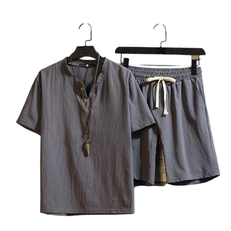 👕 50% DE RÉDUCTION ☀️ Ensemble décontracté été – Haut manches courtes & short assortis – Tissu respirant, coupe légère – parfait pour les journées chaudes ou les loisirs 🩳💨✨