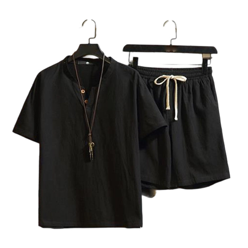 👕 50% DE RÉDUCTION ☀️ Ensemble décontracté été – Haut manches courtes & short assortis – Tissu respirant, coupe légère – parfait pour les journées chaudes ou les loisirs 🩳💨✨