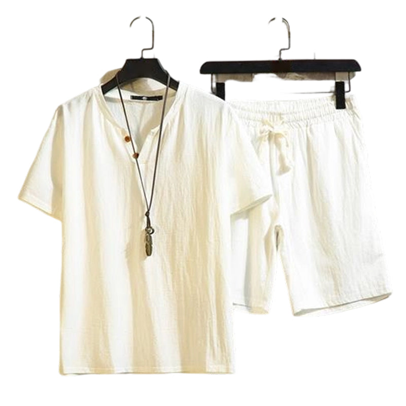 👕 50% DE RÉDUCTION ☀️ Ensemble décontracté été – Haut manches courtes & short assortis – Tissu respirant, coupe légère – parfait pour les journées chaudes ou les loisirs 🩳💨✨