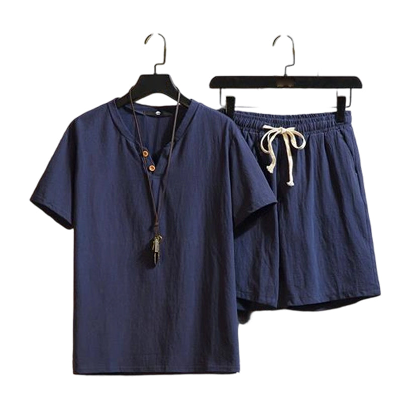 👕 50% DE RÉDUCTION ☀️ Ensemble décontracté été – Haut manches courtes & short assortis – Tissu respirant, coupe légère – parfait pour les journées chaudes ou les loisirs 🩳💨✨