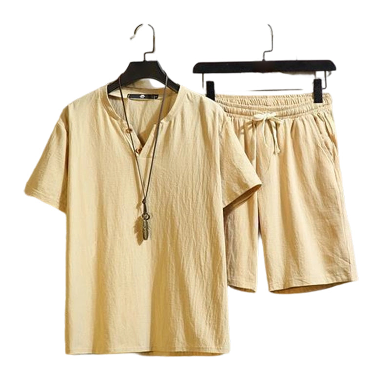 👕 50% DE RÉDUCTION ☀️ Ensemble décontracté été – Haut manches courtes & short assortis – Tissu respirant, coupe légère – parfait pour les journées chaudes ou les loisirs 🩳💨✨