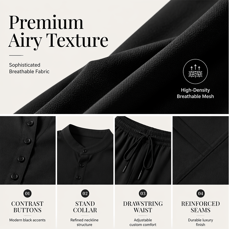 👕🩳 Set chemise et short respirant – Matière légère et infroissable, style minimaliste, parfait pour voyager léger sans sacrifier l’élégance ✈️🌴