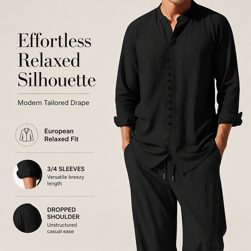 👕🩳 Set chemise et short respirant – Matière légère et infroissable, style minimaliste, parfait pour voyager léger sans sacrifier l’élégance ✈️🌴