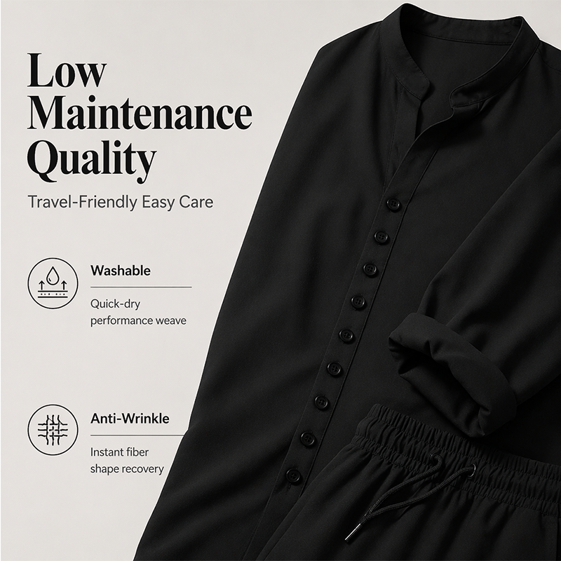 👕🩳 Set chemise et short respirant – Matière légère et infroissable, style minimaliste, parfait pour voyager léger sans sacrifier l’élégance ✈️🌴