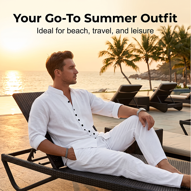👕🩳 Set chemise et short respirant – Matière légère et infroissable, style minimaliste, parfait pour voyager léger sans sacrifier l’élégance ✈️🌴