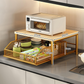 🏠 50% DE RÉDUCTION! 🍳 Support Micro-Ondes 2 niveaux avec tiroir coulissant – Gain de place, étagère surélevée & panier intégré – Idéal pour cuisine, café & dortoir ✨