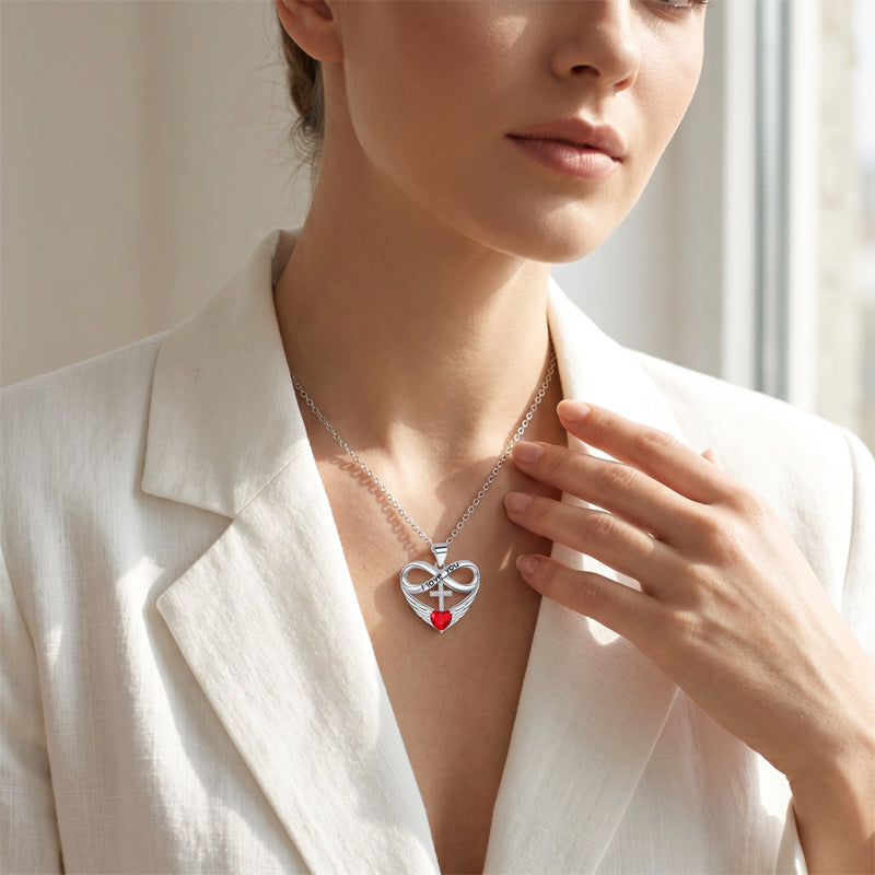 🎁Nouveautés 2026 50% DE RÉDUCTION💥Collier Croix Cœur Infini avec Pendentif Aile – Foi & Amour Éternel ✨