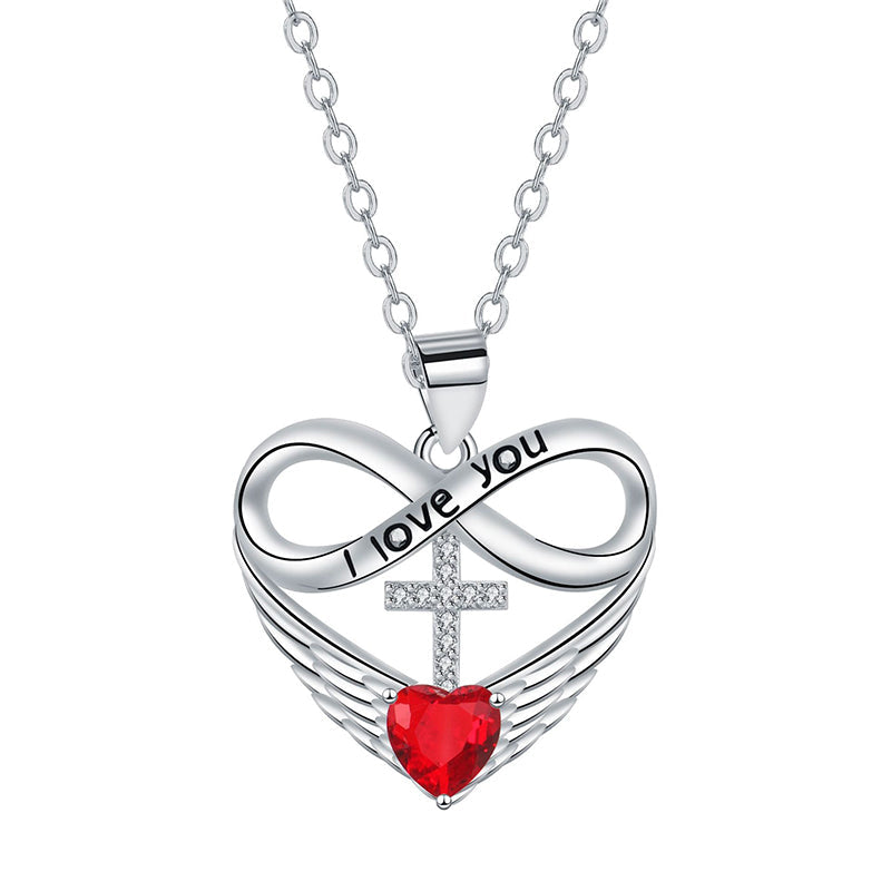 🎁Nouveautés 2026 50% DE RÉDUCTION💥Collier Croix Cœur Infini avec Pendentif Aile – Foi & Amour Éternel ✨