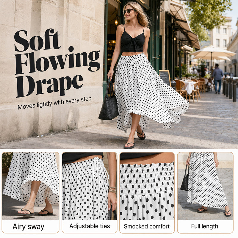 ✨ -50% | Jupe midi à pois pour femme – Légère, confortable et élégante