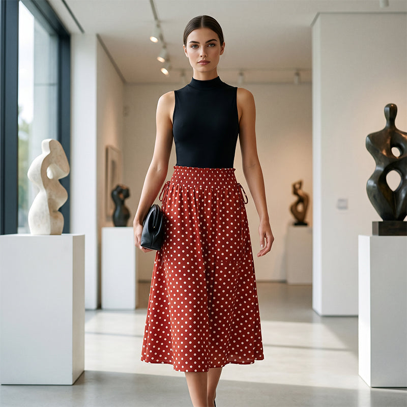 ✨ -50% | Jupe midi à pois pour femme – Légère, confortable et élégante