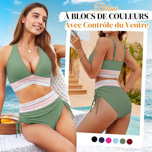 🏖️ Sommer-Sale 60% Rabatt 🏝️👙Hoch taillierte Bikini-Sets mit Bauchkontrolle und Farbblockdesign🌊
