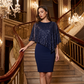 🌙🌸 OFFRE LIMITÉE -50% ! 🦋Robe à paillettes avec cape asymétrique – Détail de cape unique et silhouette épurée, une élégance de soirée sans effort.